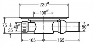 VIEGA DOUCHE VLOERSYPHON MET ROOSTER RVS 15X15 CM