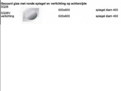 SPIEGEL GEZUURD GLAS 60 X 60 MET RONDE SPIEGEL DIA. 40 ZONDER VERLICHTING