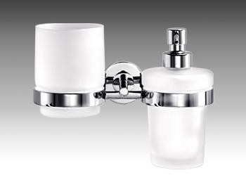 INDA LINEA WANDHOUDER MET BEKER EN ZEEPDISPENSER ///