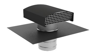 VENTILATIE DAKDOORGANG LOODSLAB 160MM ANTRA kap met gaas in alu ral 7014