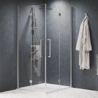 NOVELLINI YOUNG HOEKINSTAP VOUWDEUREN 87-89 H 200CM  / UITV. TRANSP. GLAS + MATCHR.