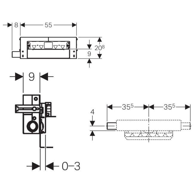 GEBERIT SANBLOC ELEMENT VOOR INLOOPDOUCHE, MET MUURAFVOER,