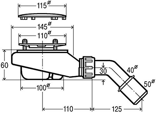 VIEGA DOUCHE SYPHON TEMPOPLEX CHROOM H60mm