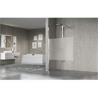 NOVELLINI GIADA H VRIJSTAANDE WAND 157-158.5 H 195CM/ UITV. TRANSP. GLAS + CHR. 