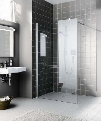 KERMI WALK-IN XB WALL BR. 885-905 H 2000 TRANSP. GLAS + ZILVER HOOGGLANS