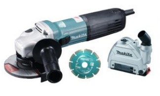 MAKITA HAAKSE SLIJPER 125MM 1400W + koffer, 2 schijven en stofafzuiging
