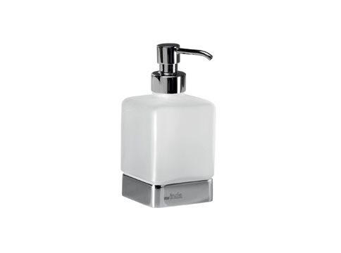 INDA LEA ZEEPDISPENSER VRIJSTAAND + FLACON IN GESATINEERD GLAS 