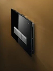 GEBERIT DUWPLAAT SIGMA 40 ZWART GLAS DUOFRESH + GEUREXTRACTIE EN WC-BLOKJESHOUDER