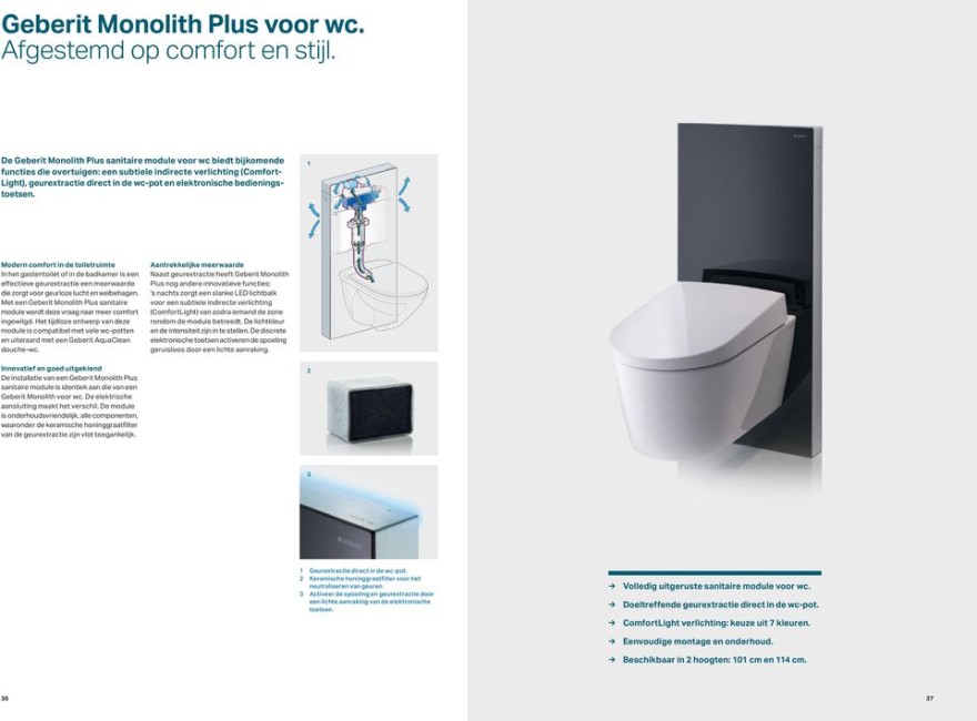GEBERIT MONOLITH PLUS SANITAIRE MODULE VOOR HANG-WC 114CM UITV. ZWART GLAS