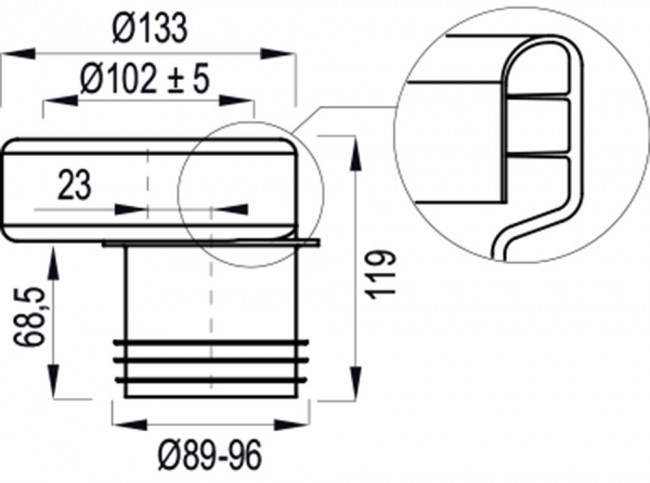 WISA AFVOER MANCHET NR 8  88/98MM Exentr.