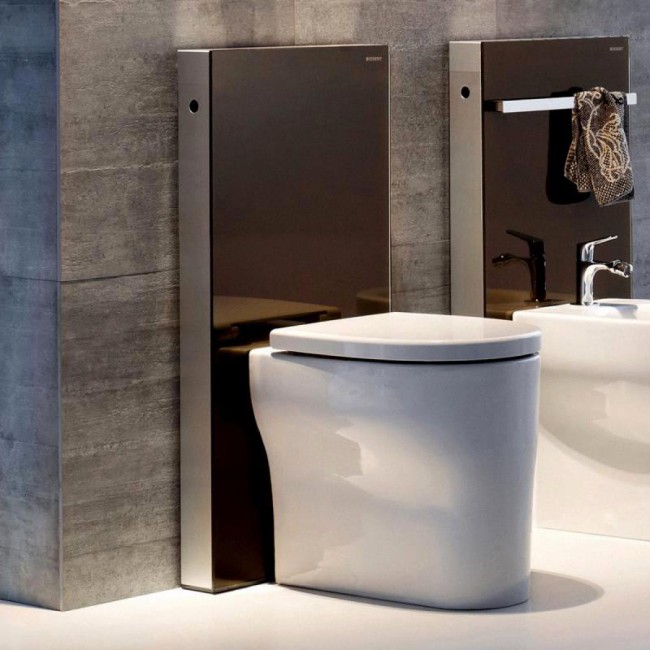 GEBERIT MONOLITH + ZWART GLAS 101CM STAAND TOILET