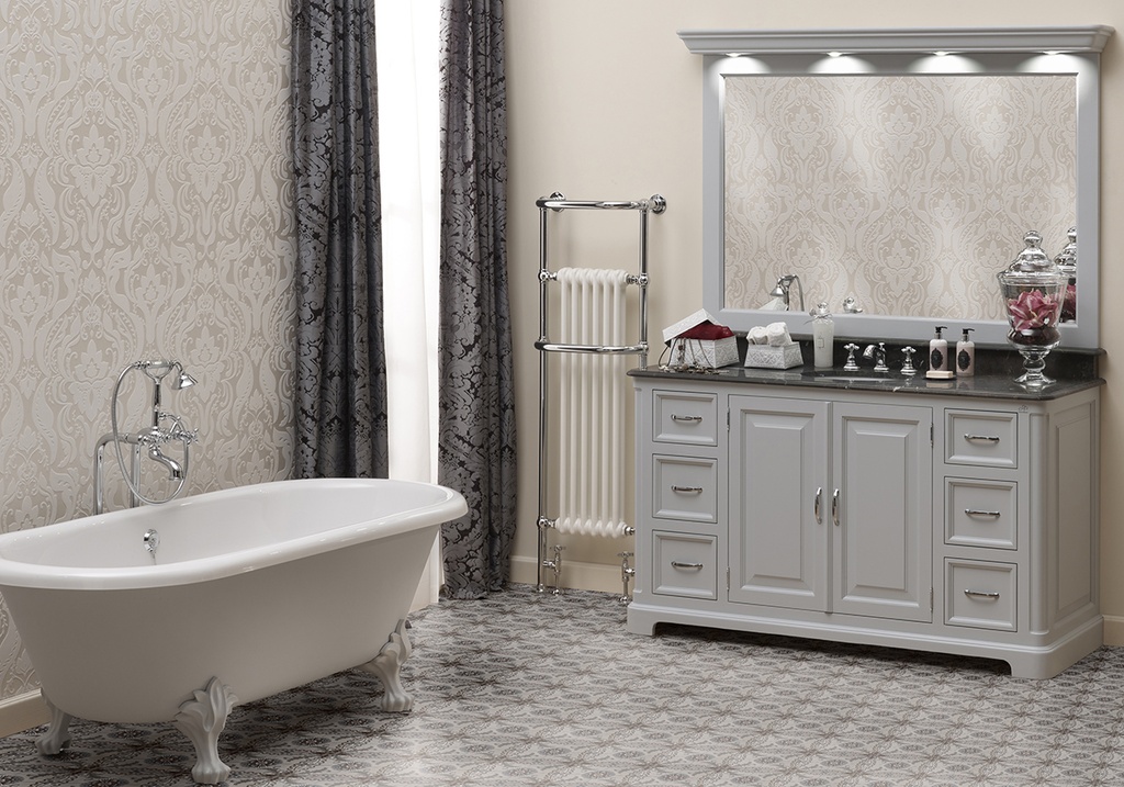 AQUA PRESTIGE RICHMOND BLAD MET UITSPARINGEN EN 2 PORSELEINEN INBOUW WASKOMMEN/ UITV. BELGIAN BLUE COMPOSIET