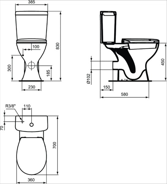 IDEAL STANDARD ULYSSE VERHOOGD TOILET PK