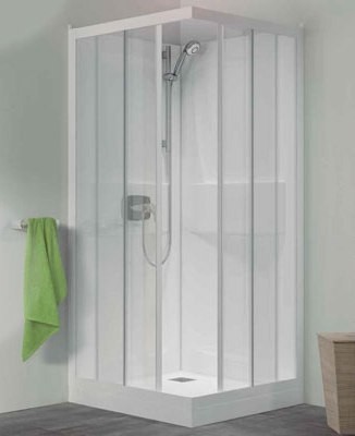 KINEDO KINEPRIME C HOEK 90 X 90 X H 9CM MET SCHUIFDEUREN IN HELDER GLAS