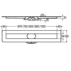 VIEGA ADVANTIX BASISLICHAAM DOUCHEGOOT  L 750MM vloer