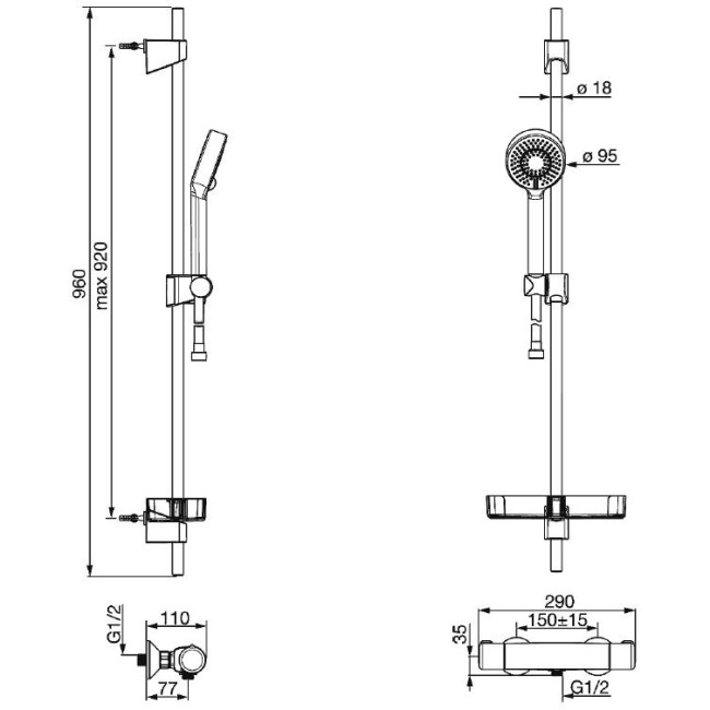 HANSA MICRA DOUCHESET + THERMOSTAAT