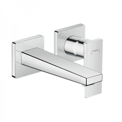 HANS GROHE METROPOL LAVABO EENGREEPSMENGKRAAN UITLOOP 165mm - WANDMODEL - AFWERKSET CHR.