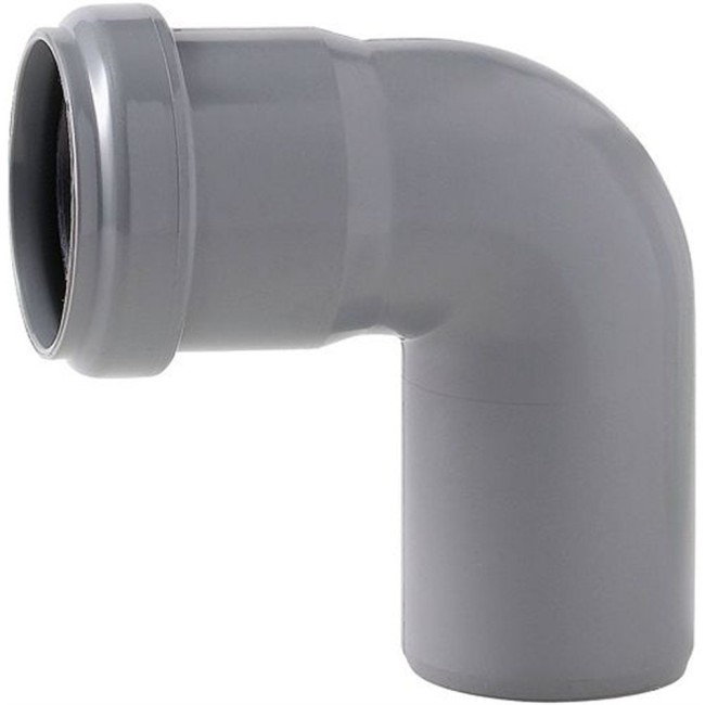 COUDE GRIJS PVC MET JOINT 90MM 90°