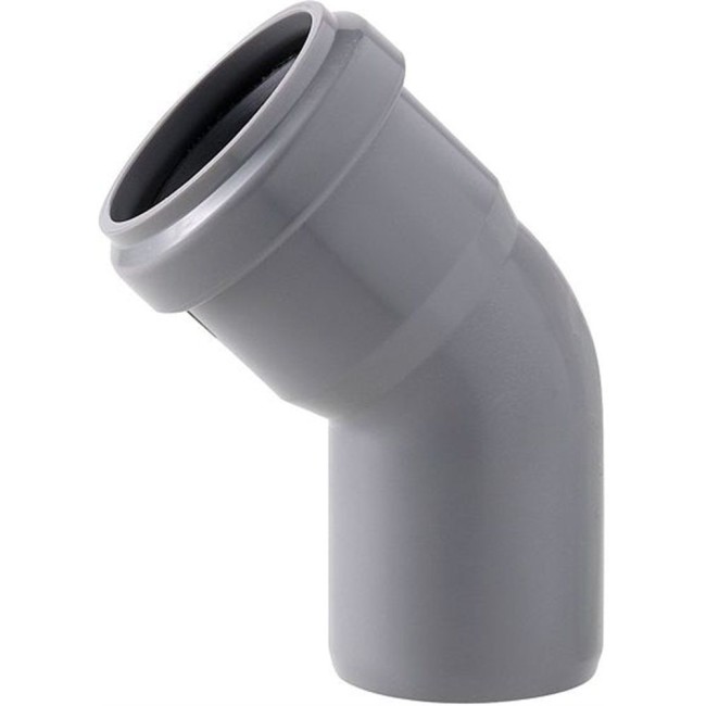 COUDE GRIJS PVC MET JOINT 90MM 45°