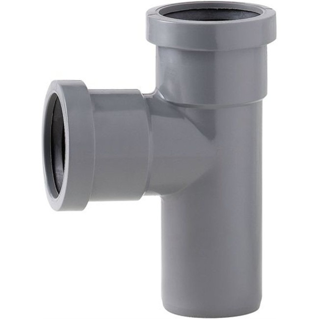 T-STUK GRIJS PVC MET JOINT 75MM 90° MFF