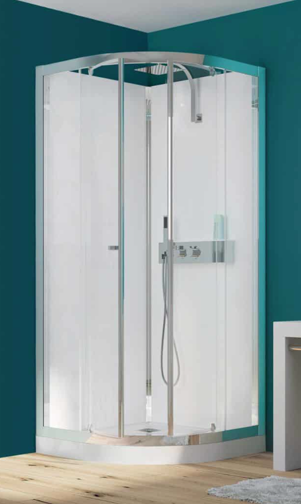 KINEDO EDEN + DOUCHECABINE HALFROND 90 X 90 MET SCHUIFDEUR HOOGTE 210 CM 