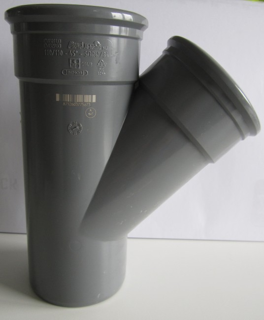 T-STUK GRIJS RIOOL 125MM 45° MFF *