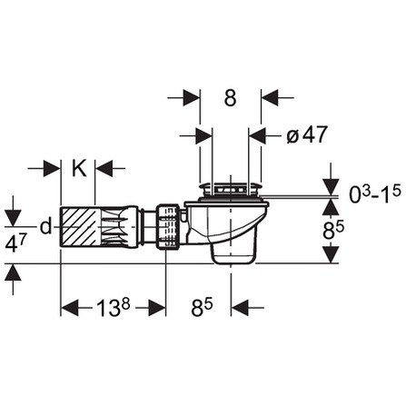 GEBERIT DOUCHE SYPHON DIAM 90 UITGANG 50 (vervangt 150.671.21.1)