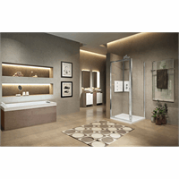 NOVELLINI LUNES DRAAIDEUR OMKEERBAAR 72-78 H 195CM/ UITV TRANSPARANT GLAS + MATCHR PROFIEL