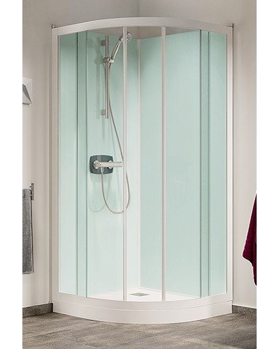 KINEDO KINEPRIME GLASS KWARTRONDE H/R 90 X 90 X 9 CM  SCHUIFDEUR TRANSP GLAS