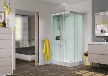 KINEDO KINEPRIME GLASS C HOEK 80 X 80 X 9 CM MET SCHUIFDEUR IN HELDER GLAS