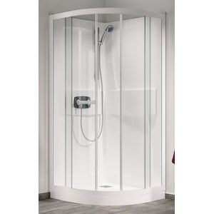 KINEDO KINEPRIME R90 KWARTROND  90 X 90 X H 199 CM MET SCHUIFDEUREN IN HELDER GLAS