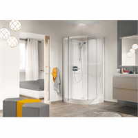 KINEDO KINEPRIME R90 KWARTROND  90 X 90 X H 199 CM MET DRAAIDEUREN IN HELDER GLAS