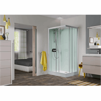 KINEDO KINEPRIME GLASS C HOEK 80 X 80 X 18 CM MET SCHUIFDEUR IN HELDER GLAS