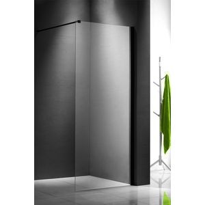 NOVELLINI KUADRA H VRIJSTAANDE WAND 117-120 H 200CM/ UITV. TRANSP. GLAS +ZWART MAT PROFIEL EN STABILISATIESTANG 