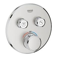 GROHE  SMARTCONTROL INBOUW MET 2 UITGANGEN SUPERSTEEL MET DRUKTOETSEN