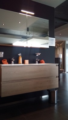 MARCUS MEUBELSET MET 2 LADEN GREEPLOOS + SPIEGELKAST 120CM LICHTE EIK 2398