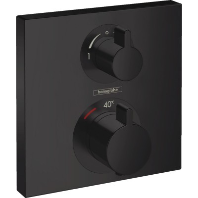 HANS GROHE ECOSTAT SQUARE AFWERKSET VOOR INBOUWTHERMOSTAAT VOOR 2 SYSTEMEN MAT ZWART