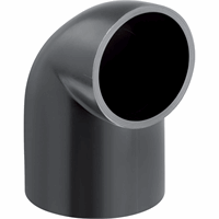 Geberit PE bocht 90° gereduceerd, met lang been en kleine radius: 90°, d=63mm, d1=56mm