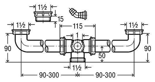 VIEGA KEUKEN DUBBELE VERBINDING CENTRISCH 6/4 + O