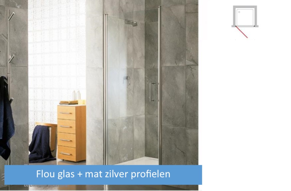 INDA STILE DRAAIDEUR NIS 87*91 H190cm RECHTS SCHAR. FLOU + MAT ZILV PROFIELEN