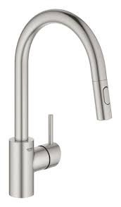 GROHE CONCETTO KEUKENKRAAN SUPERSTEEL GEBOGEN UITLOOP+UITTREKB MOUSSEUR 