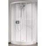 KINEDO KINEPRIME KWARTRONDE 80 X 80 X H 18CM MET SCHUIFDEUREN IN HELDER GLAS