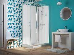 KINEDO EDEN DOUCHECABINE HOEKINSTAP 120 X 80 MET SCHUIFDEUR & THEMOSTAAT