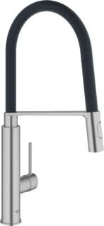 GROHE CONCETTO KEUKENKRAAN + BEWEEGBARE FLEXIBEL RVS/ZWART SUPERSTEEL