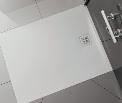 LAUFEN DOUCHETUB PRO  90 X 80 X 4 WIT COMPOSIET AFVOER LANGE ZIJDE 