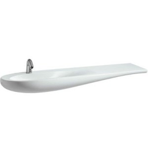 LAUFEN ALESSI ONE LAVABO COMPACT 160 X 50 CM INCLUSIEF AFVOERPLUG OPEN  MET KERAMISCHE AFDEKKAP