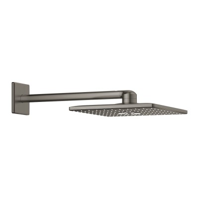 GROHE HOOFDDOUCHE SMART ACTIVE VIERKANT 43 CM 2 STRAALSOORTEN MET MUURARM 43 CM UITV. BRUSHED 