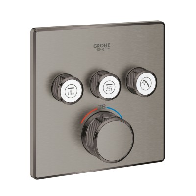 GROHE  SMARTCONTROL INBOUW MET 3 UITGANGEN VIERKANT UITV.BRUSHED HARD GRAPHITE