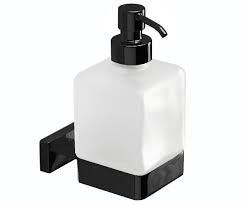 NDA LEA ZEEPDISPENSER WAND + FLACON IN GESATINEERD GLAS UITV. MAT ZWART
