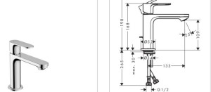 HANS GROHE REBIS S LAVABOKRAAN 110  UITV.CHROME MET TREKSTANG